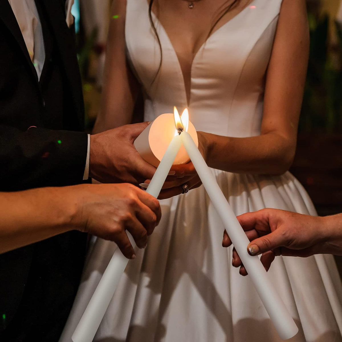 Frienda Unity Candles for Wedding Ceremony Set Wedding Unity Taper Candles Catholic Religious Ceremony Accessories(Leaf Style) (3 Pcs)