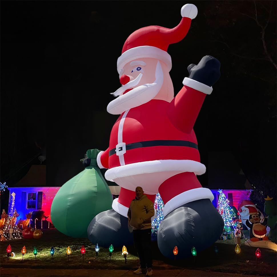 Giant Santa Inflatable 33FT Santa Claus for Christmas Outdoor Decoration, UL ...
