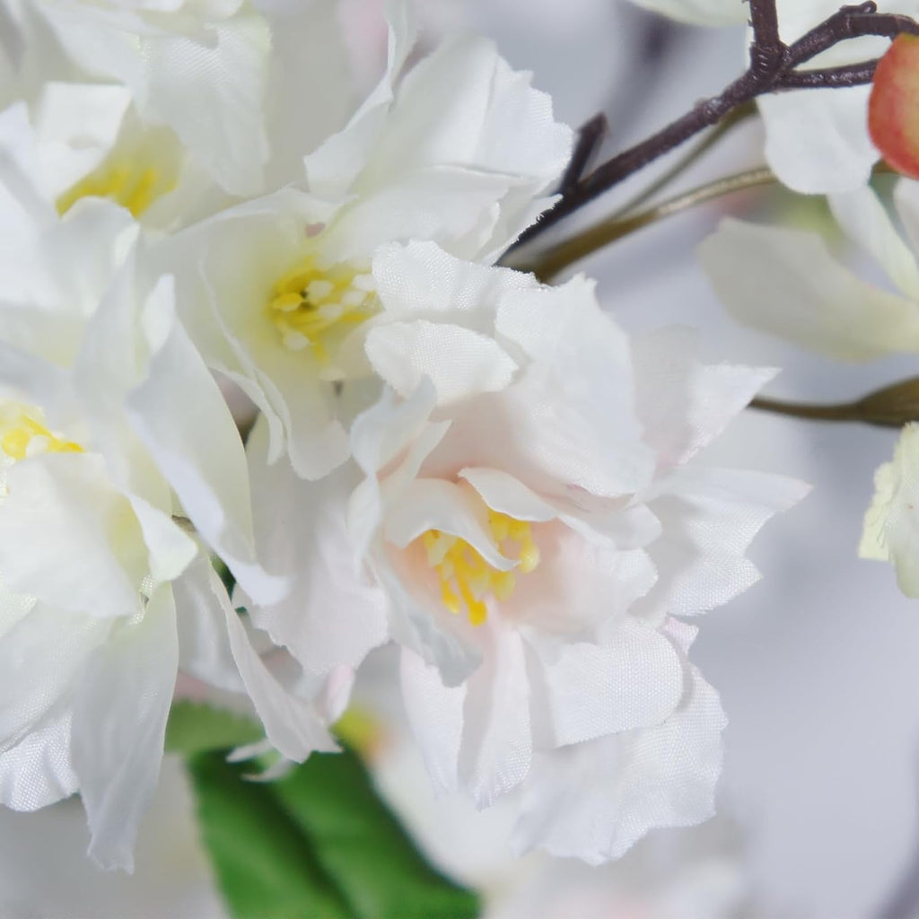 6ft artificial cherry blossom tree, lifelike white cherry, side view
