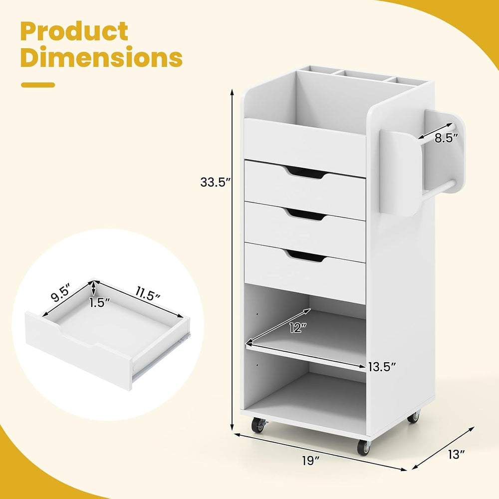 GOFLAME Rolling Craft Storage Cart with 3 Drawers, Wrapping Paper Organizer H...