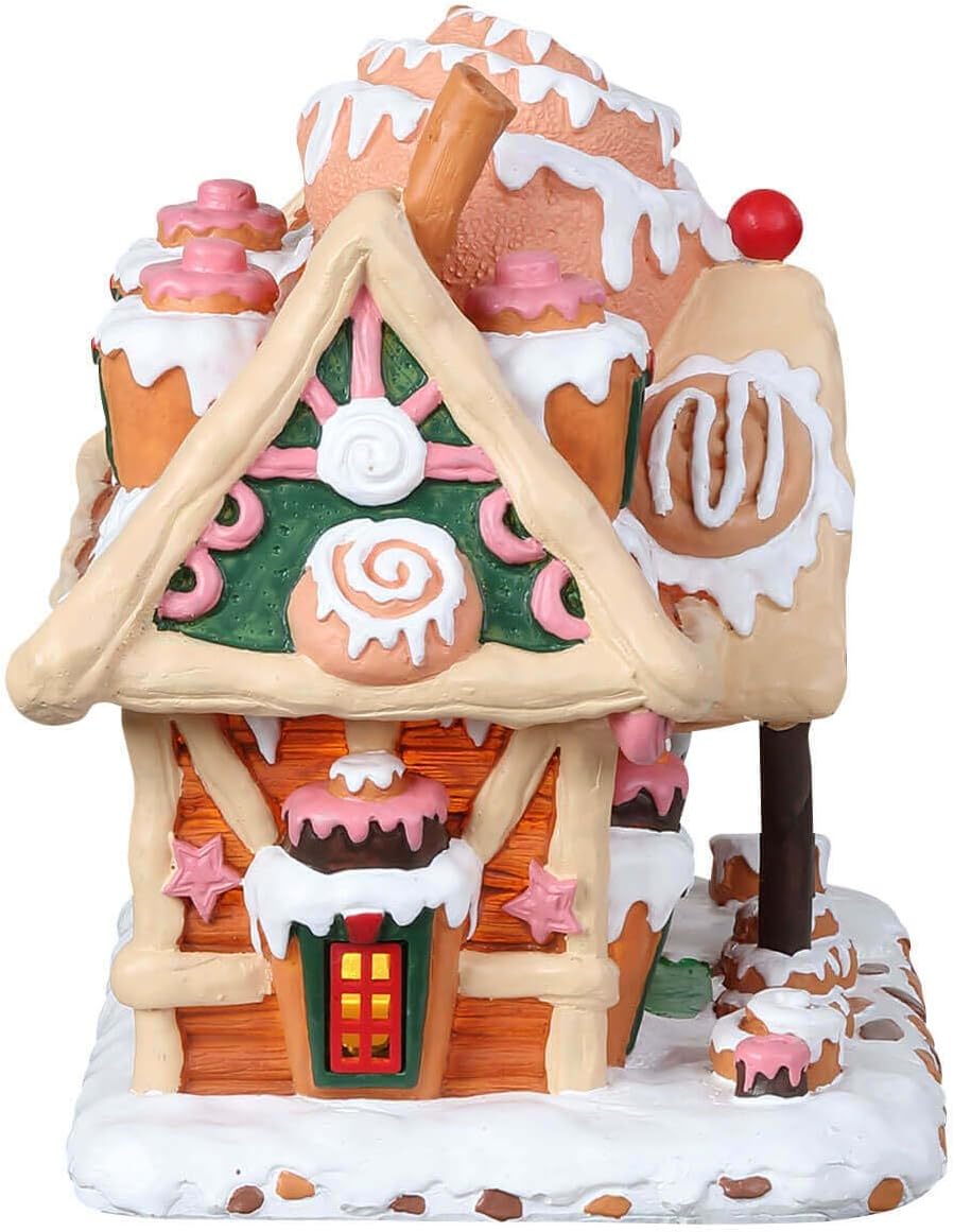 lemax christmas cinna-swirl cabin #85383 cinnamon, close-up detail