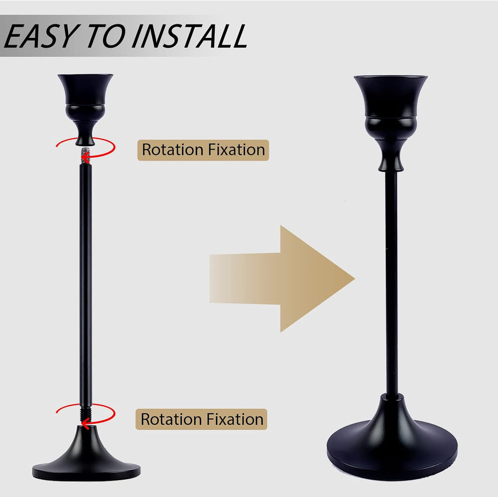 BEZURA Black Taper Candle Holders Set of 6,Aluminum Alloy Candlestick Holders...