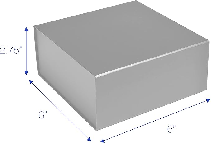 CECOBOX - Gift Boxes with Lids for Presents 6"x6"x2.75" - Matte, Collapsible Magnetic Closure Gift Box - Groomsmen & Bridesmaid Proposal Boxes, Wedding, PR, Birthdays, Holidays (Silver)