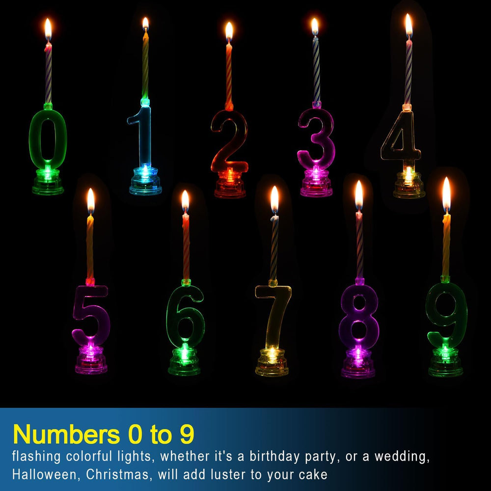 Boao 50 Pcs Birthday Number Candle Set LED Birthday Number Candles