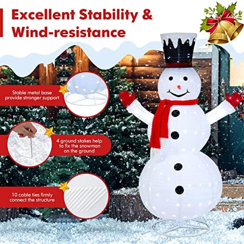 Tangkula 6 FT Lighted Christmas Snowman, Pop-Up 3D Xmas Pre-lit Snowman