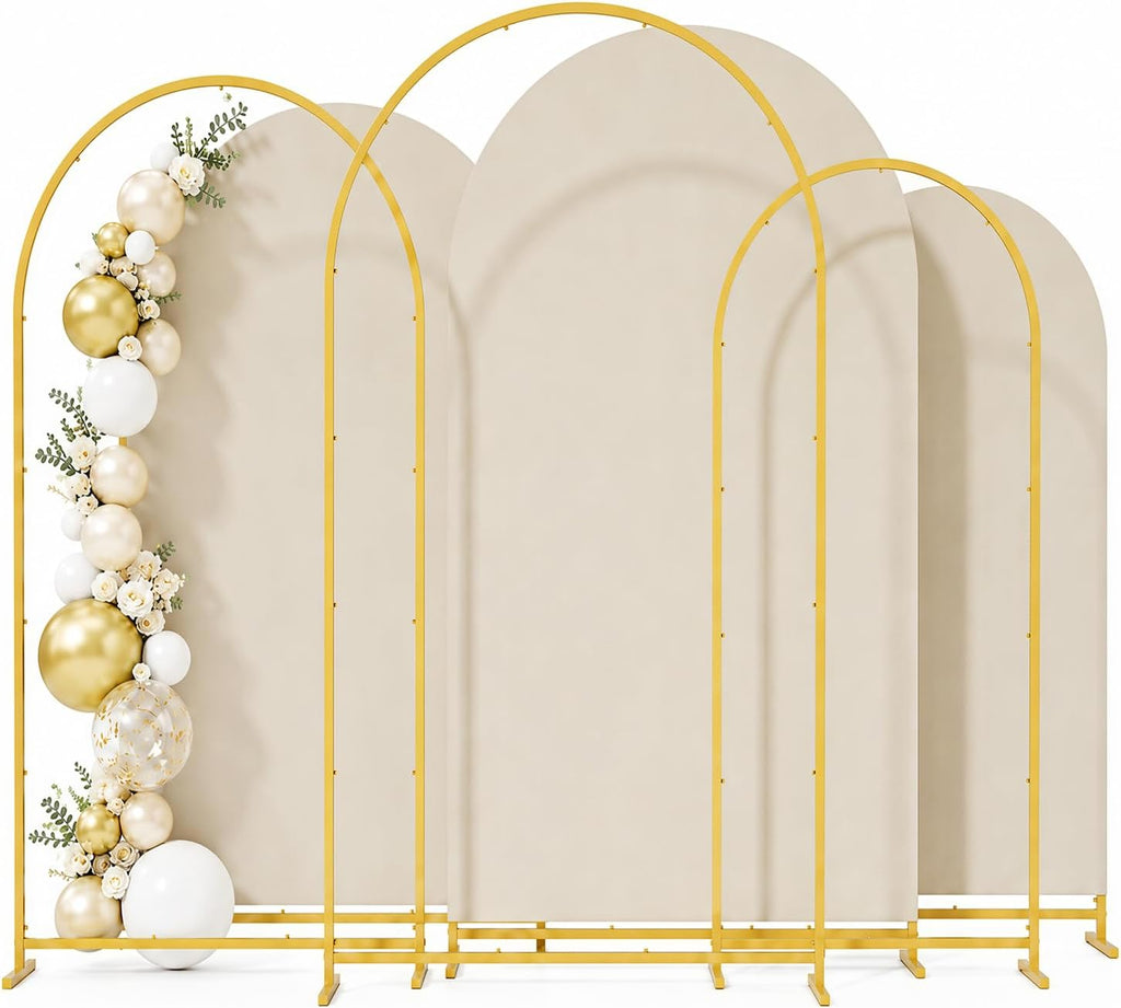 3 Pack Arch Backdrop Stand (4FT/5FT/6FT), Metal Arch Frame Stand with Cover