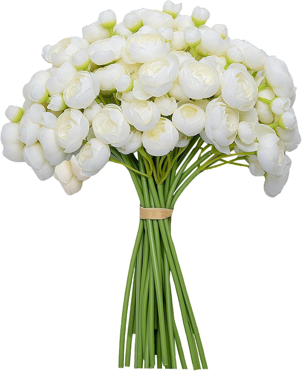 32Pcs Ivory White Ranunculus Artificial Flowers for DIY Home Wedding