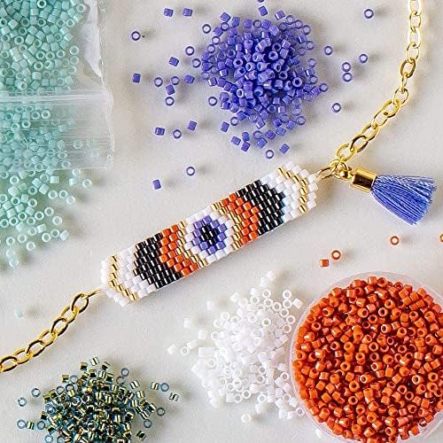 Set of 6 Colors - 60 Grams - Miyuki Delica Glass Beads Size 11/0 - Mushroom Patch, DB794, DB1585, DB2119, DB2363, DB2311, DB2110 in Flip-Top Containers and Storage Box