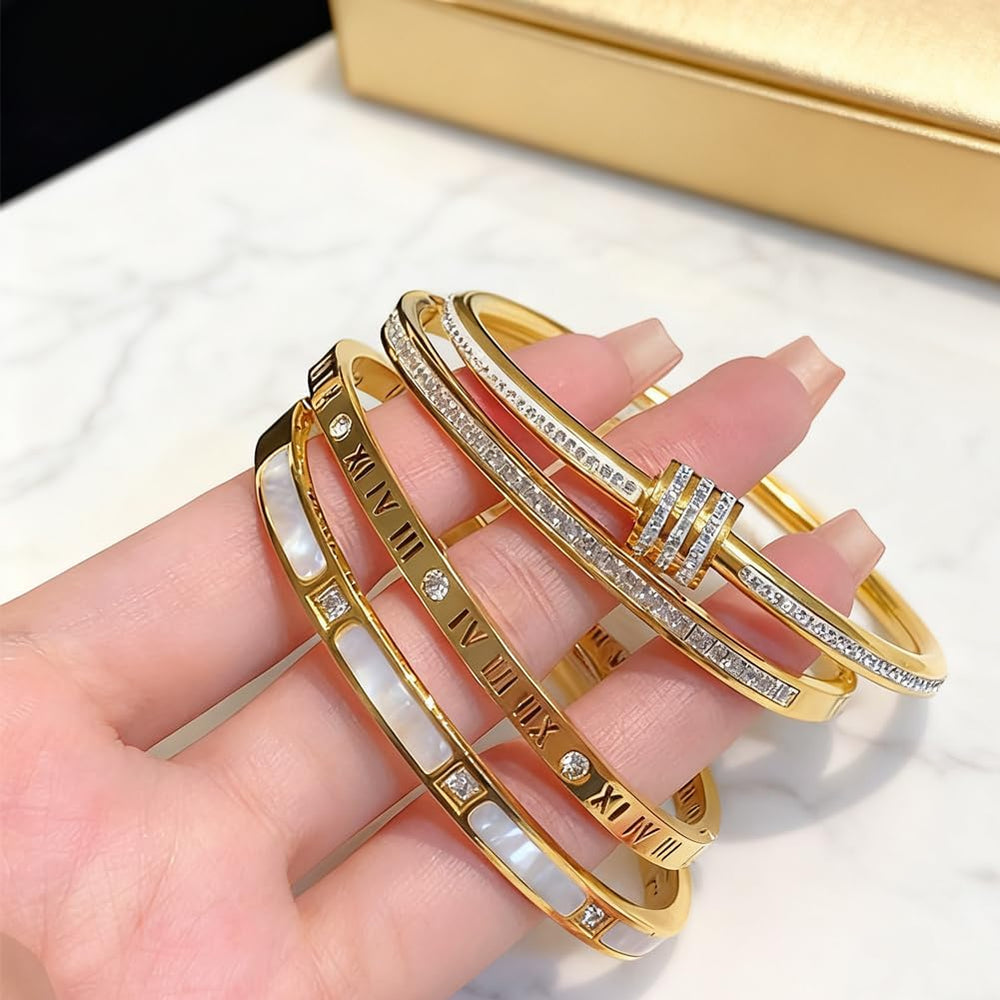 CERULEAN 5-Piece Elegant Stainless Steel Bracelet Set, Fashionable Classic De...