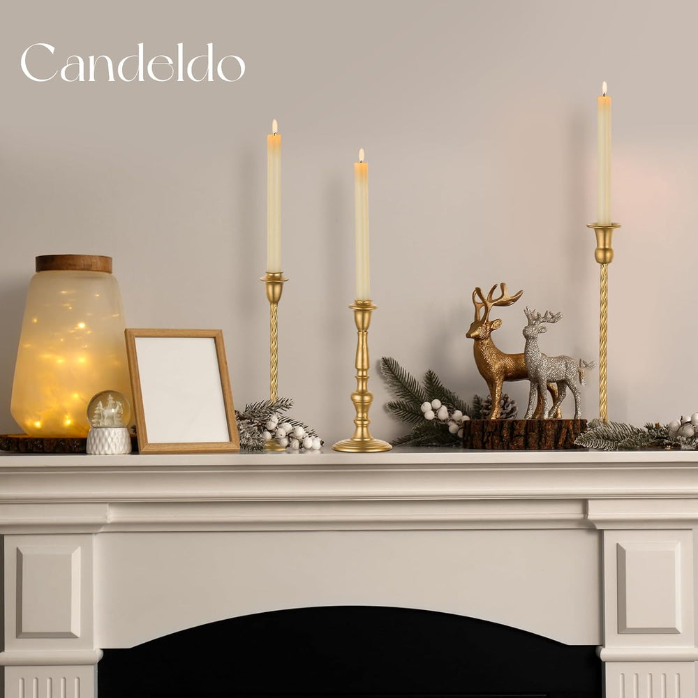 Candeldo Gold Candle Holders Set of 10, Table Centerpiece, Wedding Decor