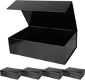 Aimyoo 5 Pack Black Magnetic Gift Boxes with Lids 13.8x9x4.3 in, Large Bridesmaid Groomsman Proposal Box, Rectangle Collapsible Box for Present Graduation Birthday Wedding Storage