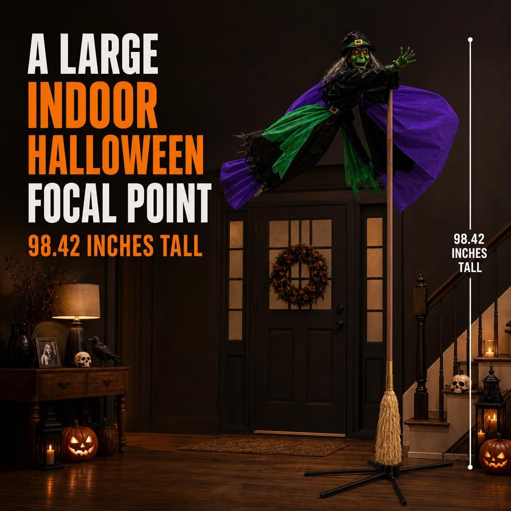 12 Ft Animated Hovering Witch Animatronics