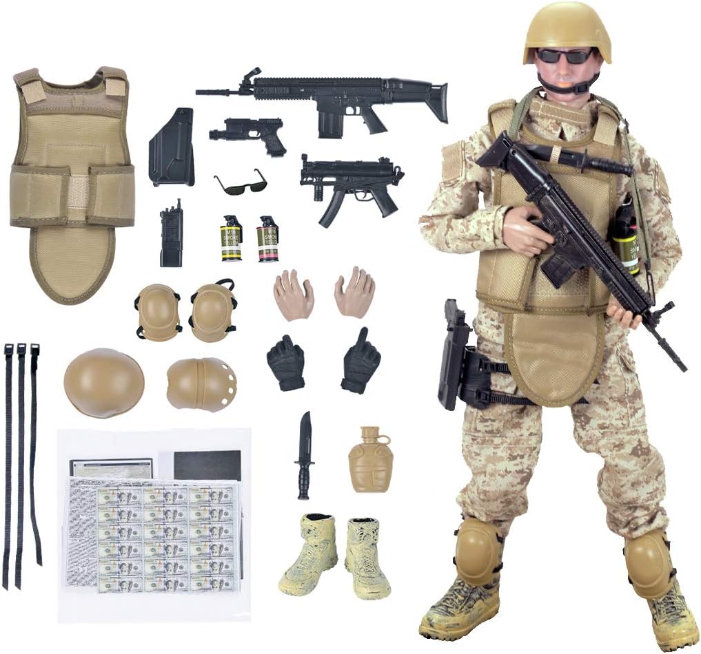 12'' American Military Soldiers Special Forces Army Man Action Figures Play Set-Digital Desert Camouflage