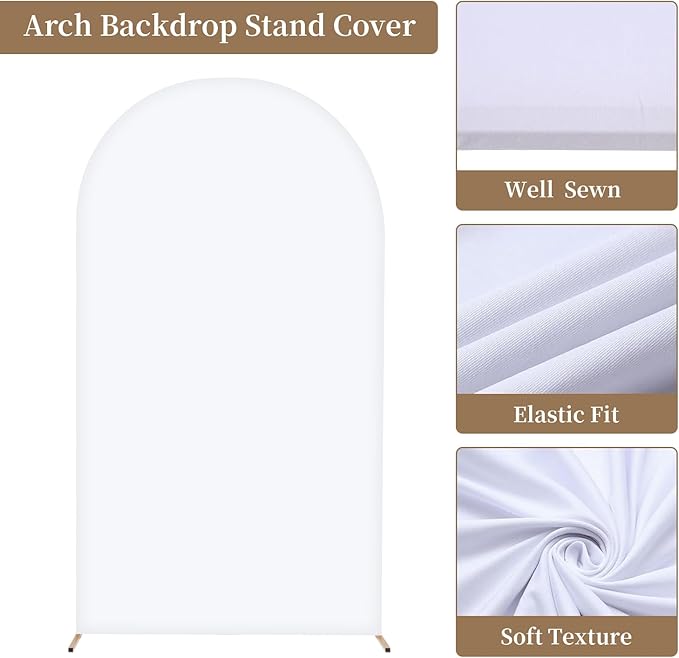 Metal Arch Backdrop Stand and Cover Set, 7.2FT, 6FT Party Backdrop, Easy to Assemble, Backdrop Stand for Parties, Birthday, Baby Shower (Set of 2)