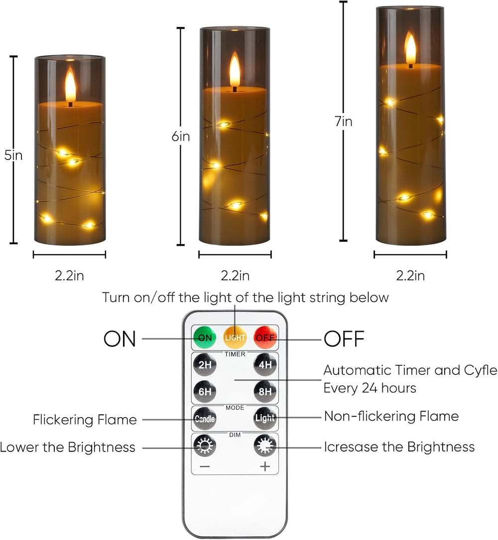 Homemory 12Pcs Flickering Flameless Candles with Remote, LED Pillar Candles
