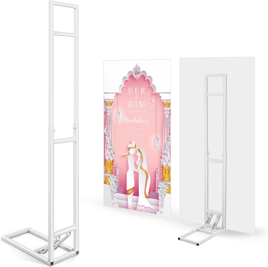 Teenyyou White Wedding Backdrop Stand with Foldable Base,1 Pack