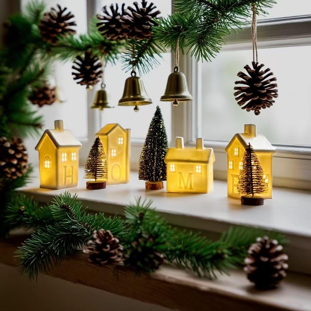 christmas village set ceramic christmas house with led showing dimensions