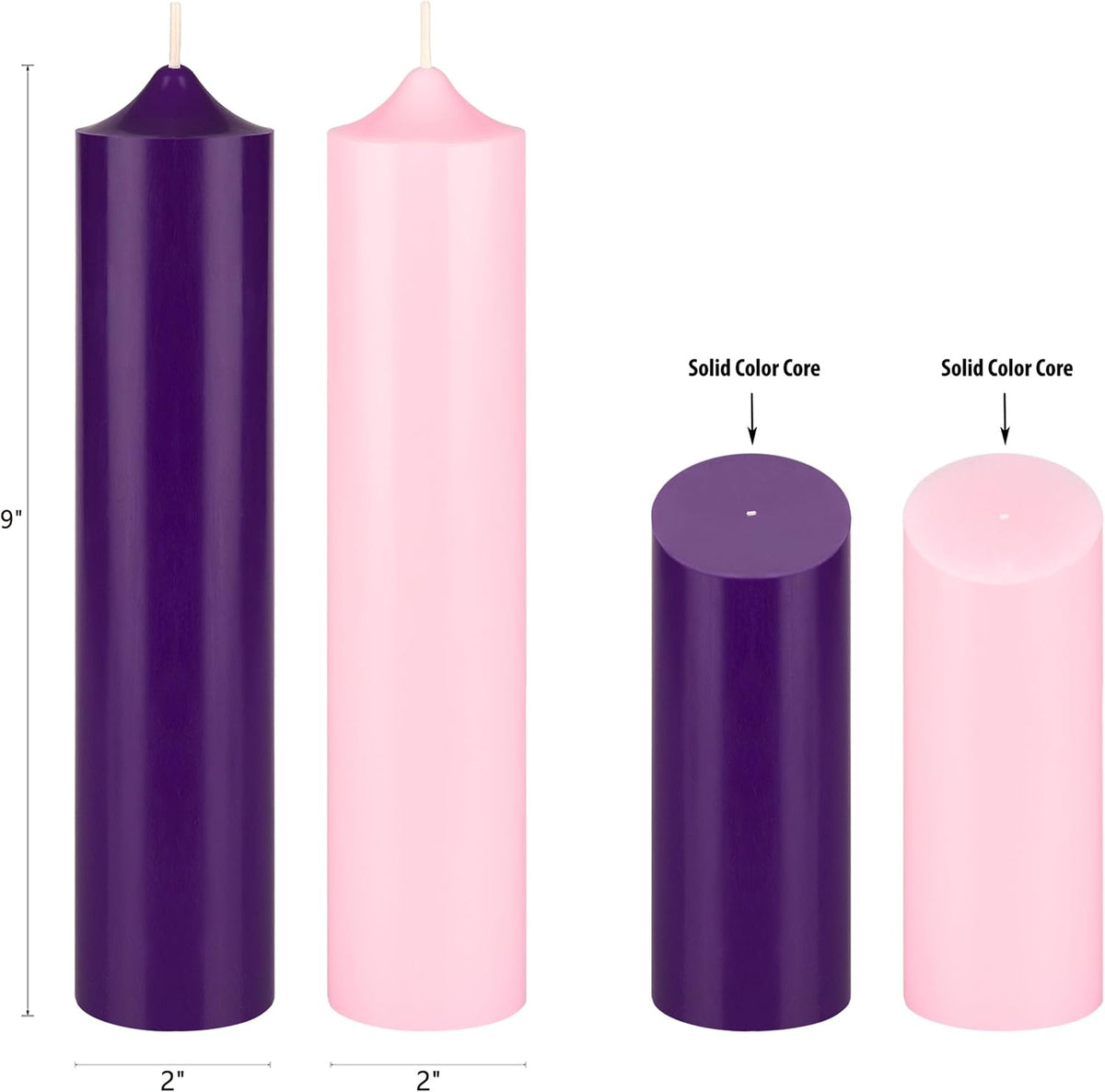 mega candles unscented advent bell top pillar candle, close-up detail