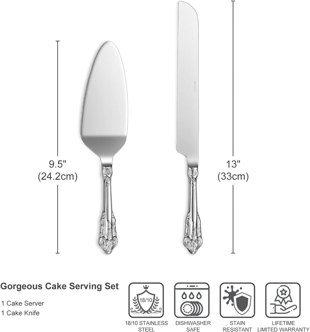 KEAWELL Gorgeous 18/10 Wedding Cake Knife & Server Set (Silver)