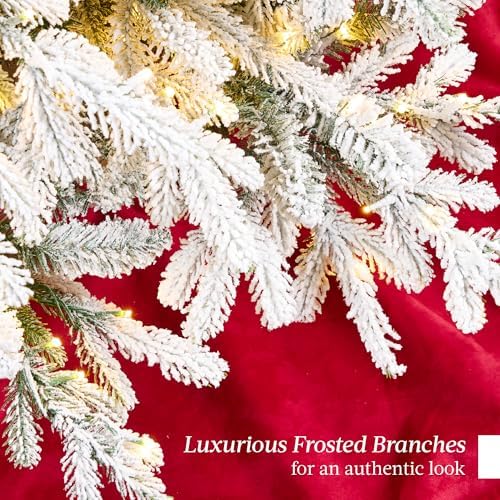 Best Choice Products Full Flocked Aspen Christmas Tree, 12ft Pre-lit Realistic Noble Fir w/ 1,800 Glowing LED Lights, 2-in-1 White & Multicolor