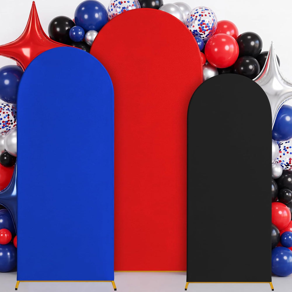 Marsui 3 Pcs Red Blue Black Arch Backdrop Covers (7.2ft, 6.6ft, 6ft)