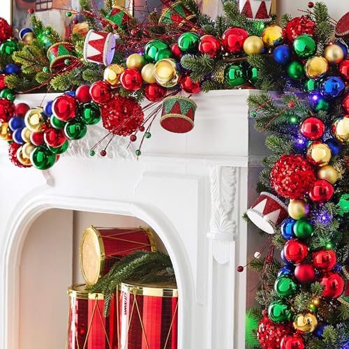 Raz Imports Red Green and Gold Ball Christmas Garland 4 Feet Long