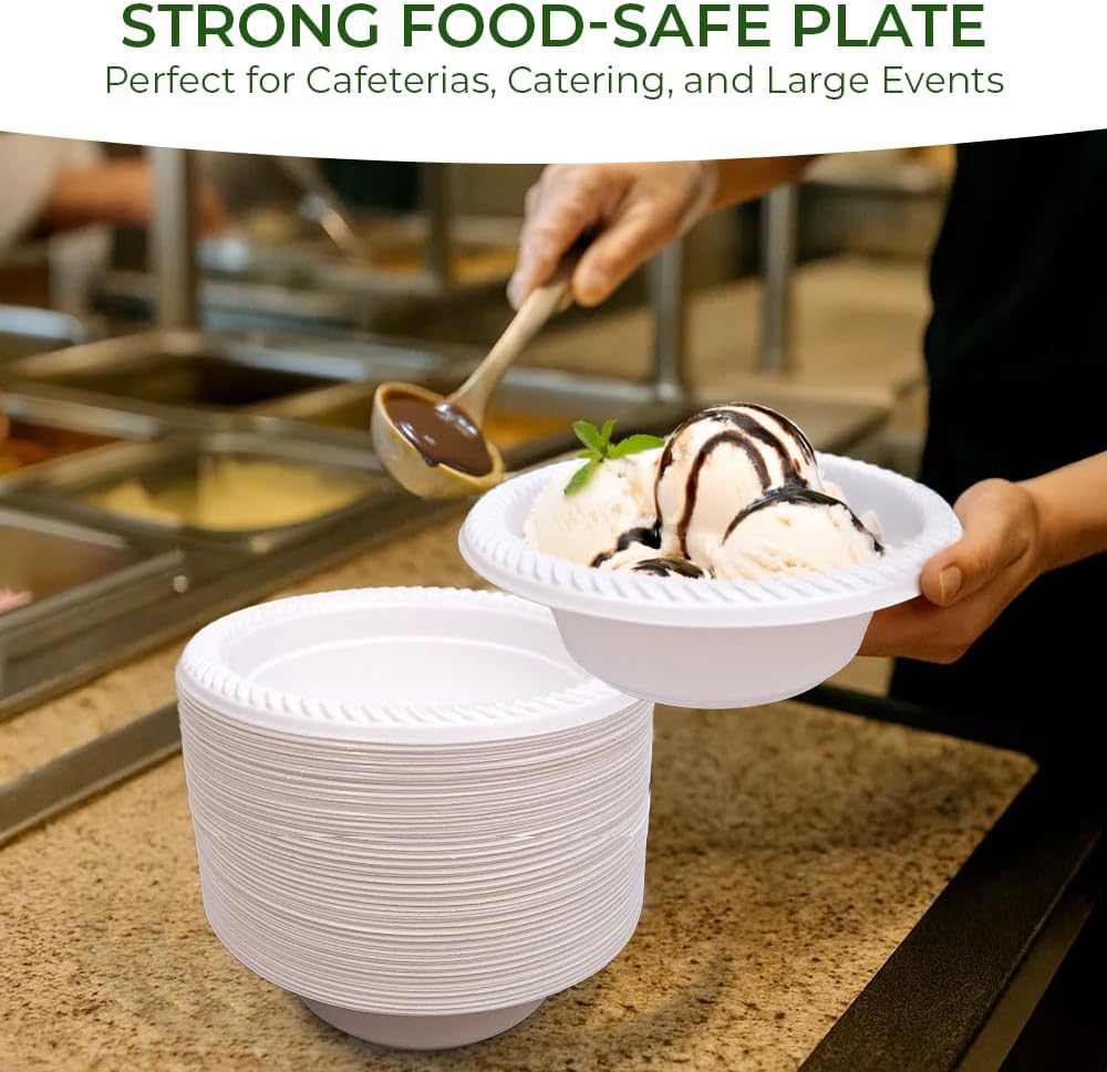 Betta 5 Oz Disposable Plastic Small Dessert Bowls, White, 800 Count, Bulk Cas...