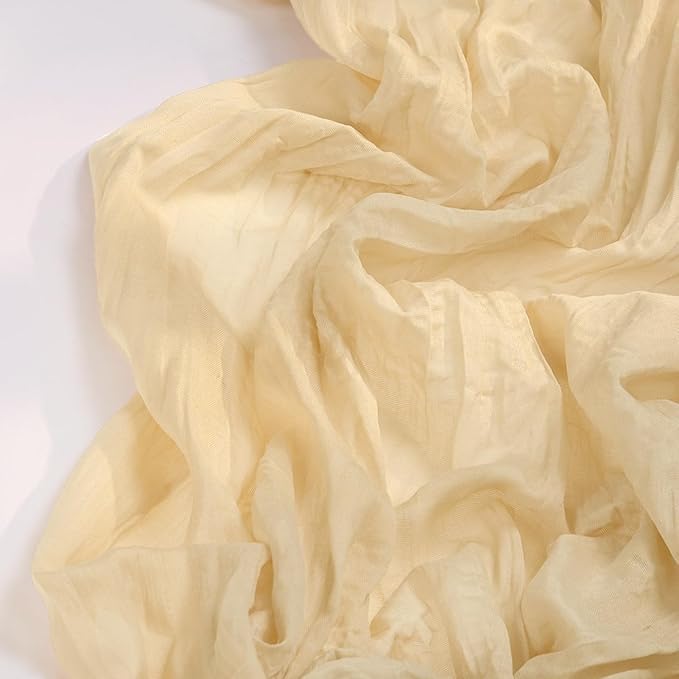 Champagne Gold Cheesecloth Table Runner 10 Pack Fall Table Runners Boho Gauze 120 Inches Champagne Cheese Cloth Fall Table Decorations for Thanksgiving Wedding Bridal Baby Shower Parties