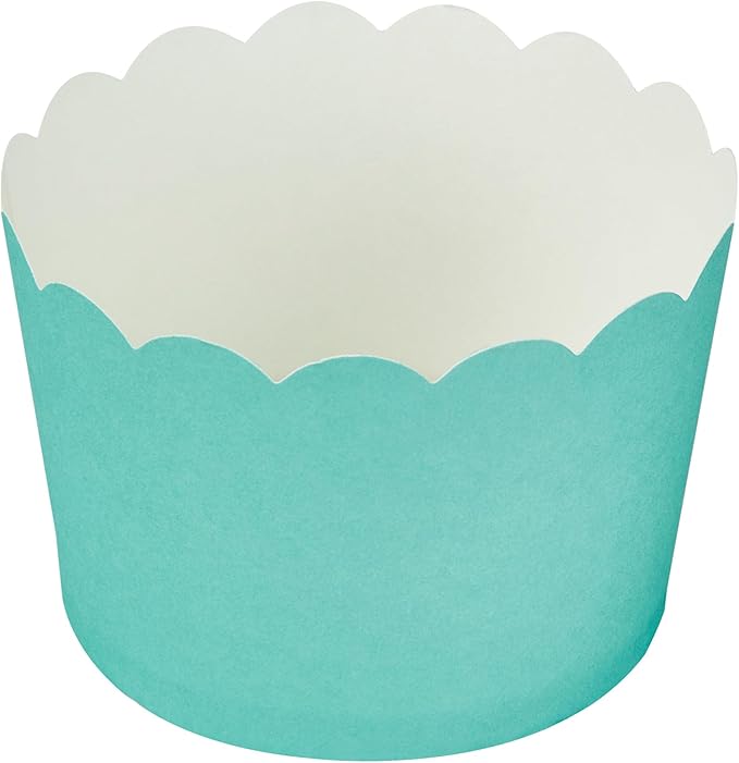 Panificio 10 Ounce Cupcake Wrappers, 200 Scalloped Baking Cups - Oven-Ready, Greaseproof, Turquoise Paper Cupcake Liners, Disposable, For Birthdays, Baby Showers, Or Weddings - Restaurantware (200 Pack)