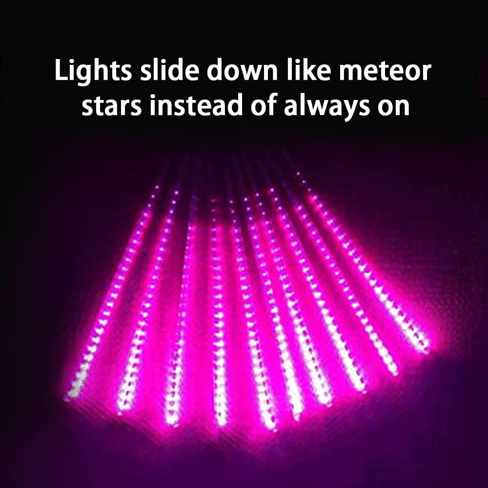 purple meteor shower lights, 10 tube 540 led shown in use