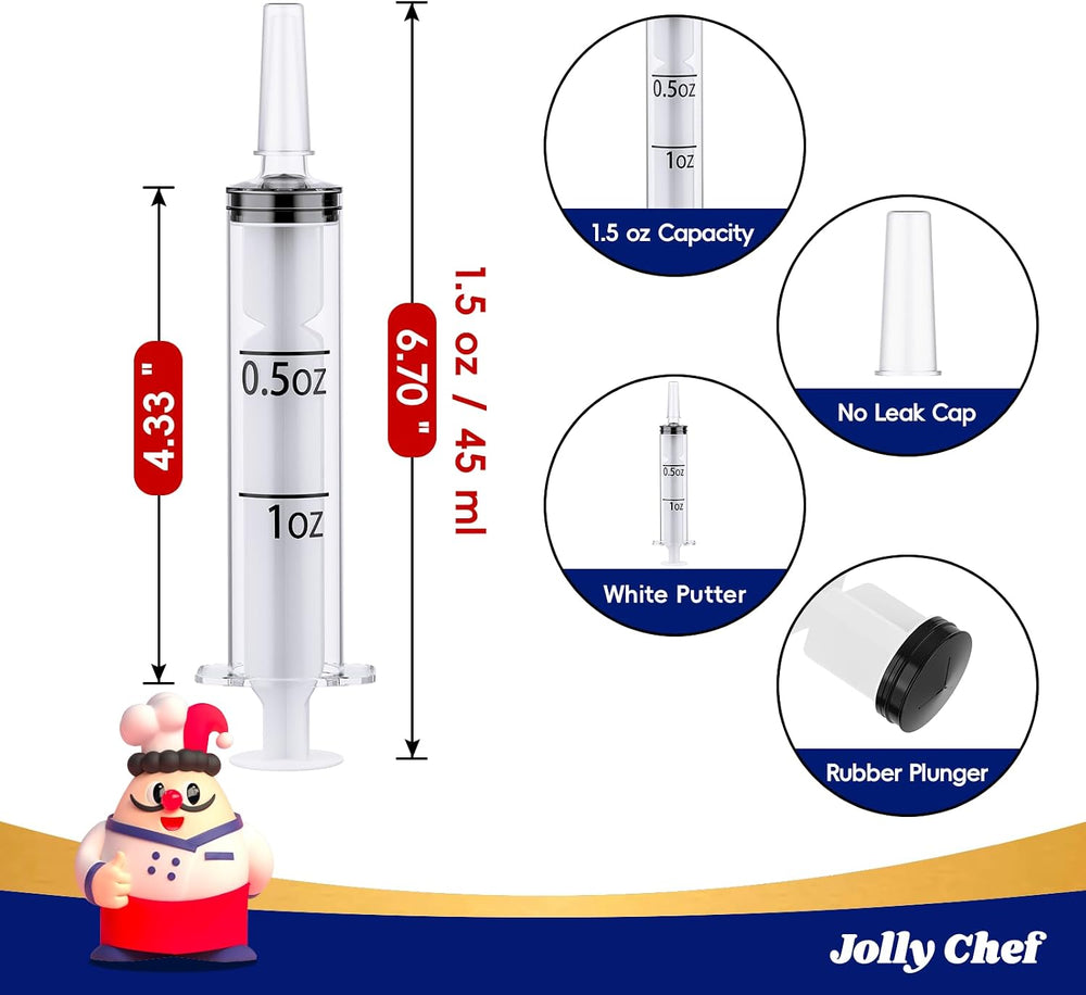 JOLLY CHEF 500 Pack 1.5 oz Jello Shot Syringes with Caps, Plastic Syringes