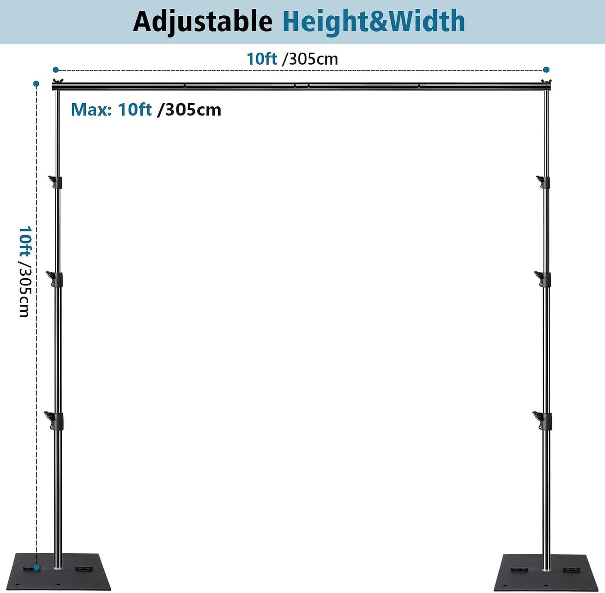 hyj-inc heavy duty backdrop stand pipe and drape, close-up detail