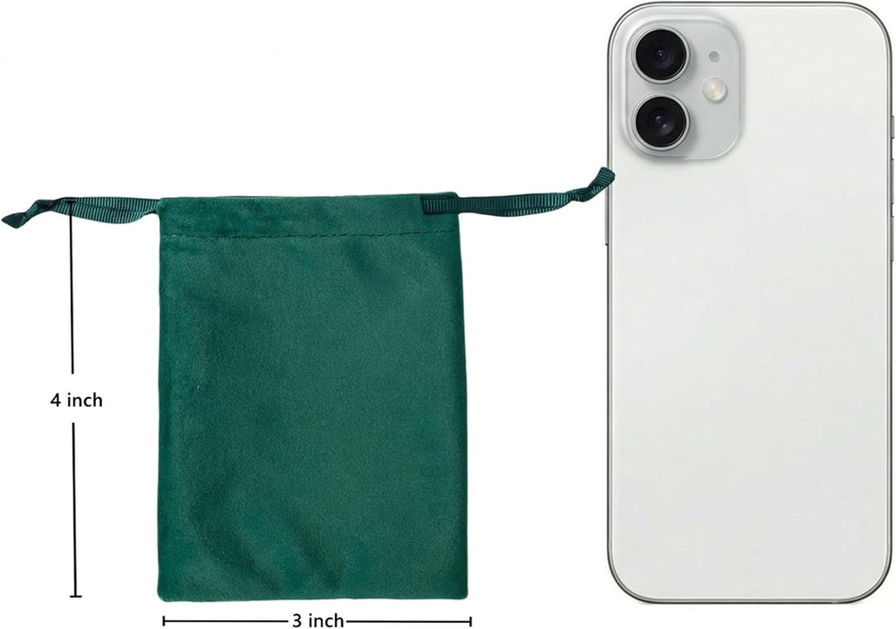 12pcs Forest Green Drawstring Bags 3x4 inches Small Velvet Cloth Gift Bags Je...