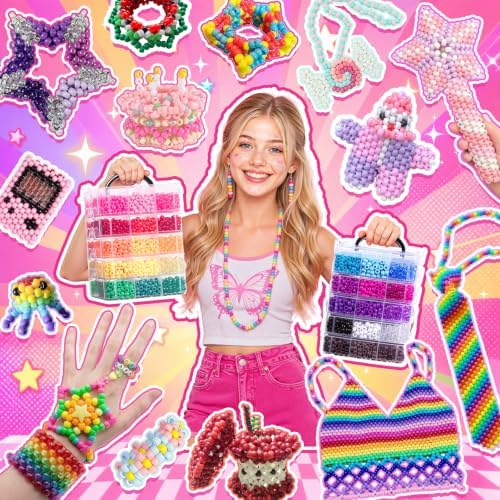 Umikk 10000Pcs Pony Beads Bulk, 60 Colors Kandi Beads for Bracelets