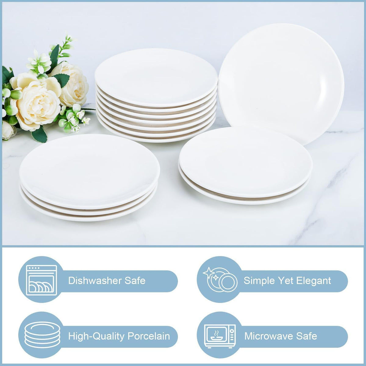 porcelain dessert plates,6 inch white appetizer plates,round small, close-up detail