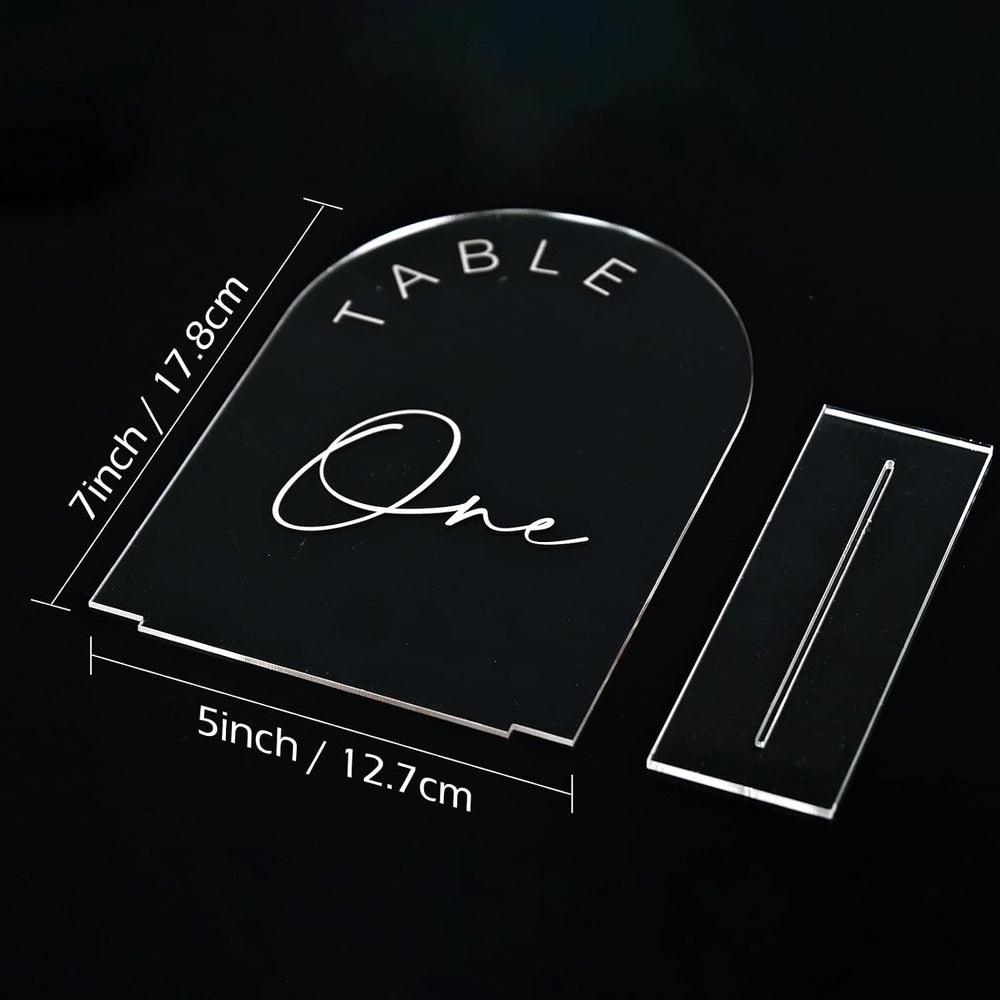 Acrylic Arch Table Numbers with Stands, 5x7 Inch Acrylic Arch Sign Table Numb...