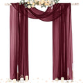 Socomi Wedding Arch Draping Fabric 29" x 20Ft 2 Panels Burgundy Sheer Outdoor Curtain Drapes Extra Long for Bridal Baby Shower Ceremony Birthday Party Decor