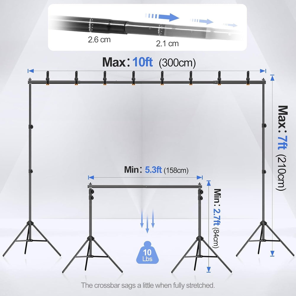 EMART Backdrop Stand 10x7FT Adjustable Back Drop Stand for Party Photoshoot