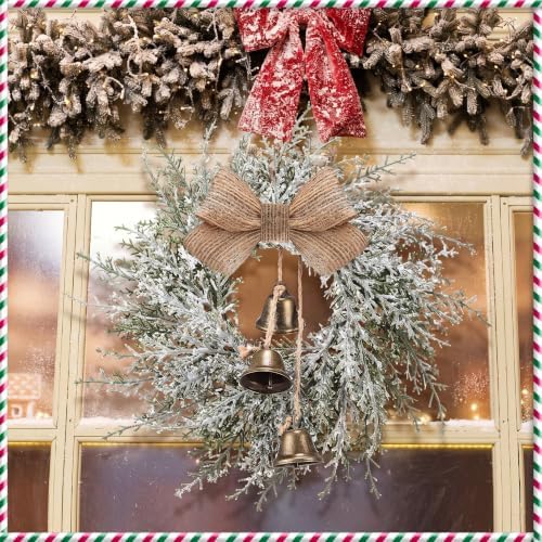 Civaner 8 Pcs 10" Mini Christmas Cabinet Wreaths with Bells and Ribbon