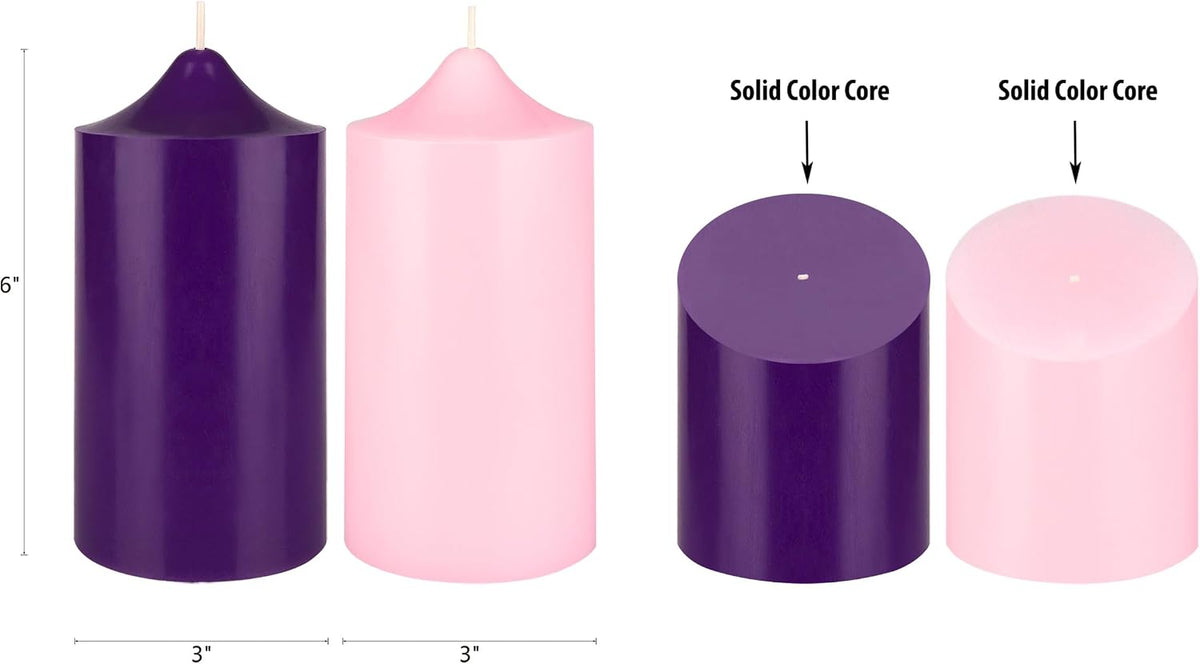 mega candles unscented advent bell top pillar candle, close-up detail