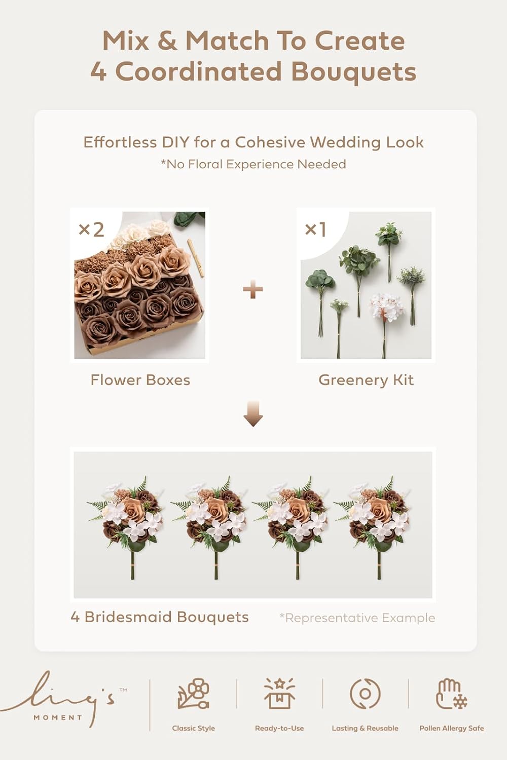 Ling's moment Artificial Orange Flowers, DIY Wedding Flower Combo, 22 pcs