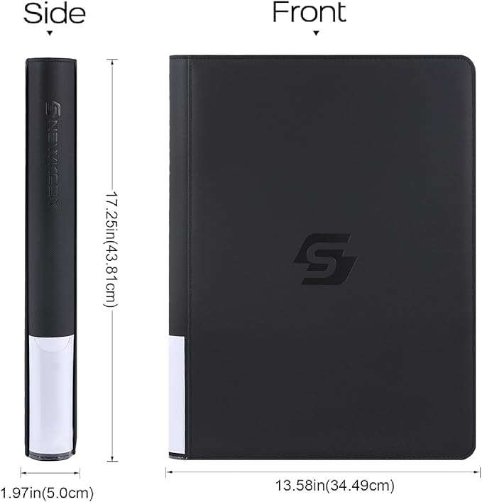 Snekdy premium 1024-pocket trading card binder, 16-pocket cards album, waterproof PU-leather Cover album with side loading, holds gaming, baseball, basketball & sports cards (Black)