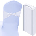 Kinlop 50 Pcs Spandex Chair Sashes Bows Chair Bands Slider Sashes for Covers Elastic Bands Ties Without Buckle Decorations for Wedding Party Events Ceremony Birthday(White)
