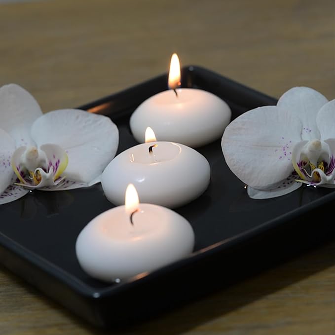 50 Floating Candles, Smoke-Free and odorless, Burning continuously for 5-6 Hours, White, 2-inch Floating Candles, Suitable for Valentine's Day, Weddings, Holidays, Home Decoration……