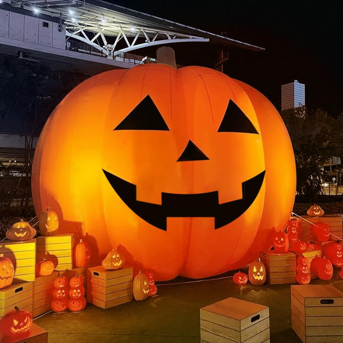 Giant 15Ft Halloween Inflatables Pumpkin Decorations, Blow Up Yard Decorations with 550W Waterproof Air Blower & LED Lights for Commercial Use, Outdoor Yard Lawn Halloween Party