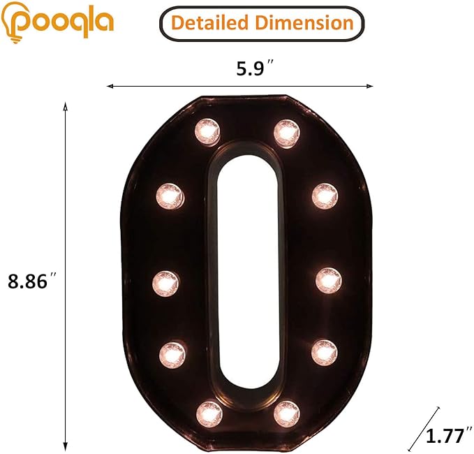 Decorative LED Illuminated Letter Marquee Sign - Alphabet Marquee Letters with Lights For Wedding Birthday Party Christmas Night Light Lamp Home Bar Decoration O, Black