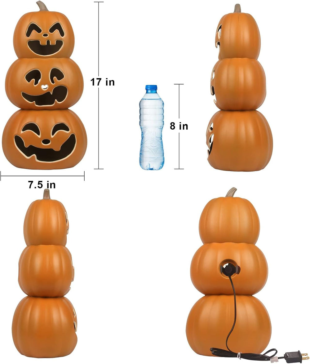 17" Jack O Lantern - Halloween Plastic Pumpkin Lantern - Holiday Pre-lit...