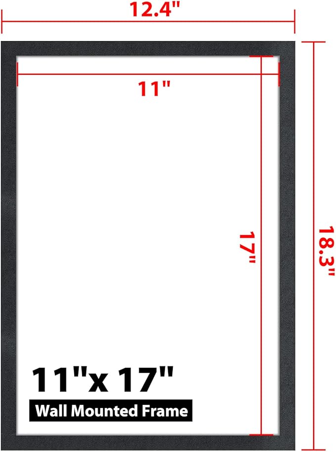11"x 17" Self Adhesive Magnetic Sign Holder, Double Sided Window Magnetic Display Frame with Clear PVC and Strong Magnetic for Office/Home/Store/Door/Glass/Wall Display Frame(Black,10Pack)