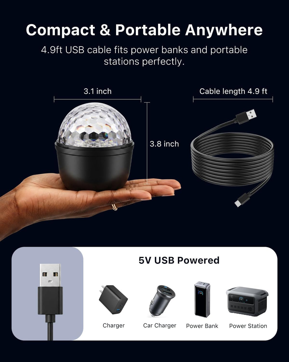 2 Pack Cupcake RGB Disco Ball Lights for Party & Ambient Night Light