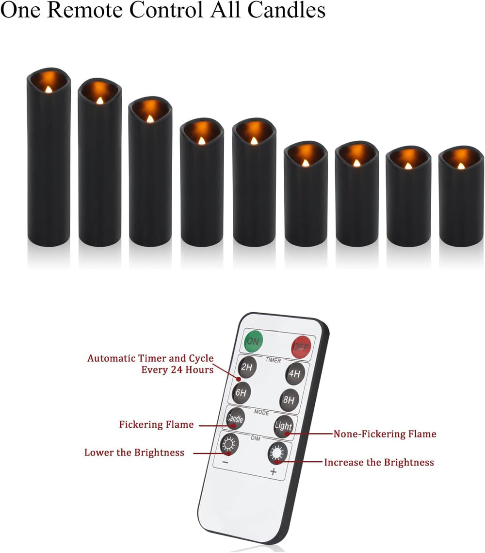 Flameless Candles (Black Set of 9)
